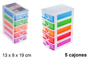 MINI CASSETTIERA IN PLASTICA COLORATA 5 CASSETTI