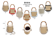Borsa secchiello in paglia con manico bamboo – Modello B1814