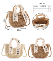 Mini borsa in paglia con manici rigidi e nastro “Chic” – Modello 3860-210