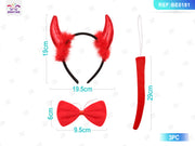SET DECORATIVO TORO ROSSO DI HALLOWEEN (FIOCCO/CERCHIETTO/CO