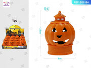 LANTERNA PIATTA SCHELETRO ARANCIONE E NERA DI HALLOWEEN 1PC