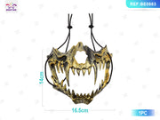 MASCHERA CON ZANNA DI TIGRE A COLORE D''''ORO ANTICO PER HALLO
