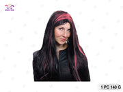 PARRUCCA DA STREGA LUNGA LISCIA NON IGNIFUGA A COLORE NERA E