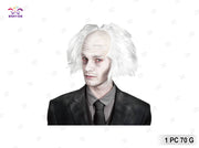 PARRUCCA BIANCA DA CLOWN HORROR MEZZA CALVA NON IGNIFUGA PER