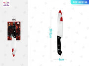 COLTELLO APPUNTITO IN PLASTICA CON SANGUE DI HALLOWEEN 1PC