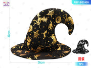 CAPPELLO TRIANGOLARE CON CORNA E STAMPA DORATA DI HALLOWEEN