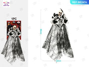 CERCHIETTO PER HALLOWEEN CON FIORE A DUE COLORI, TESCHIO E R