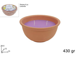CANDELA AL PROFUMO DI LAVANDA 430 GR IN VASO TERRACOTTA IN D