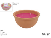 CANDELA AL PROFUMO DI GERANIO 430 GR IN VASO TERRACOTTA IN D