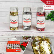 DECORAZIONI GLITTER NATALIZIE ASSORTITE IN BOTTIGLIA FIOCCHI