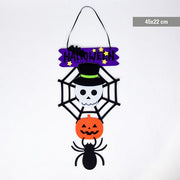 DECORAZIONE HALLOWEEN TESCHIO ZUCCA RAGNO FELTRO CM.45X22