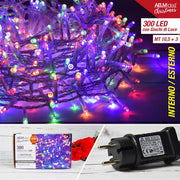 CATENA LUMINOSA LED TRASP.300 LED MT.15 3 C/GIOCHI MULTICOLO