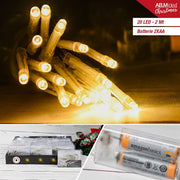 LUCCIOLE LED 20L. CM.200 30 BATT.2XAA BIANCO CALDO CAVO TRAS