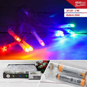 LUCCIOLE LED 20L. CM.200 30 BATT.2XAA BIANCO CALDO CAVO TRAS