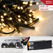 LUCCIOLE LED 20L. CM.200 30 BATT.2XAA BIANCO CALDO CAVO TRAS
