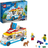 LEGO City Furgone dei Gelati, Camion Giocattolo da Costruire con 2 Minifigure, Cane, Skateboard e Accessori - 60253
