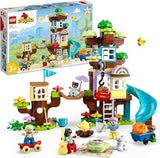 LEGO DUPLO Casa sull’Albero 3 in 1 con 4 Figure della Famiglia, Animali Giocattolo e  Scivolo 10993