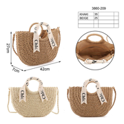 Borsa in paglia con manici rigidi e nastro “Chic” – Modello 3860-209