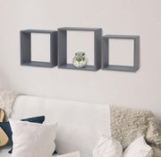 Set 3 Mensole da Parete Muro Cubo in Legno