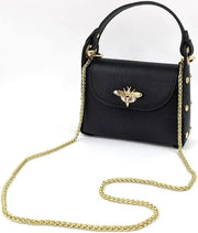 MODARNO MINI borsa in Vera pelle dollaro con chiusura a moschettone a forma di ape