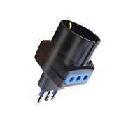 Adattatore 10A 2 Prese 10A+1 Schuko Nero