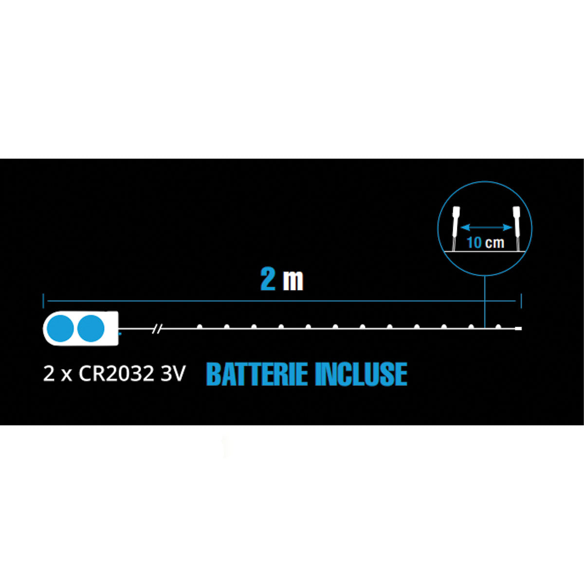 20 Microled Slim Battery 2M Uso Interno